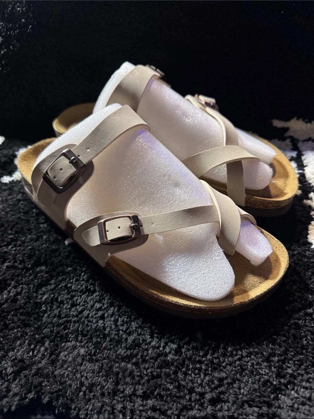 NWT Women’s Beige Strappy Buckle cork Sandals size 11m women’s